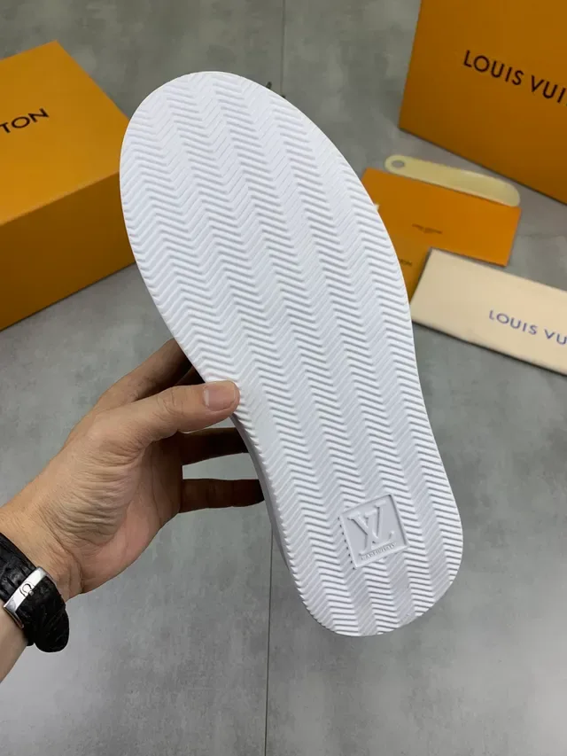 Louis Vuitton Black White Monogrammed Denim And Leather Upper Platform Sole Lifestyle Sneakers 3