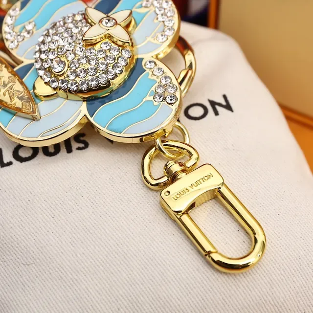 Louis Vuitton Blue Gold Enamel Flower Motif Crystal Pavé Center Handbag 4
