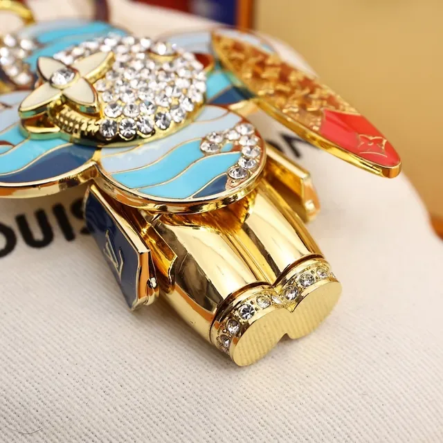Louis Vuitton Blue Gold Enamel Flower Motif Crystal Pavé Center Handbag 7