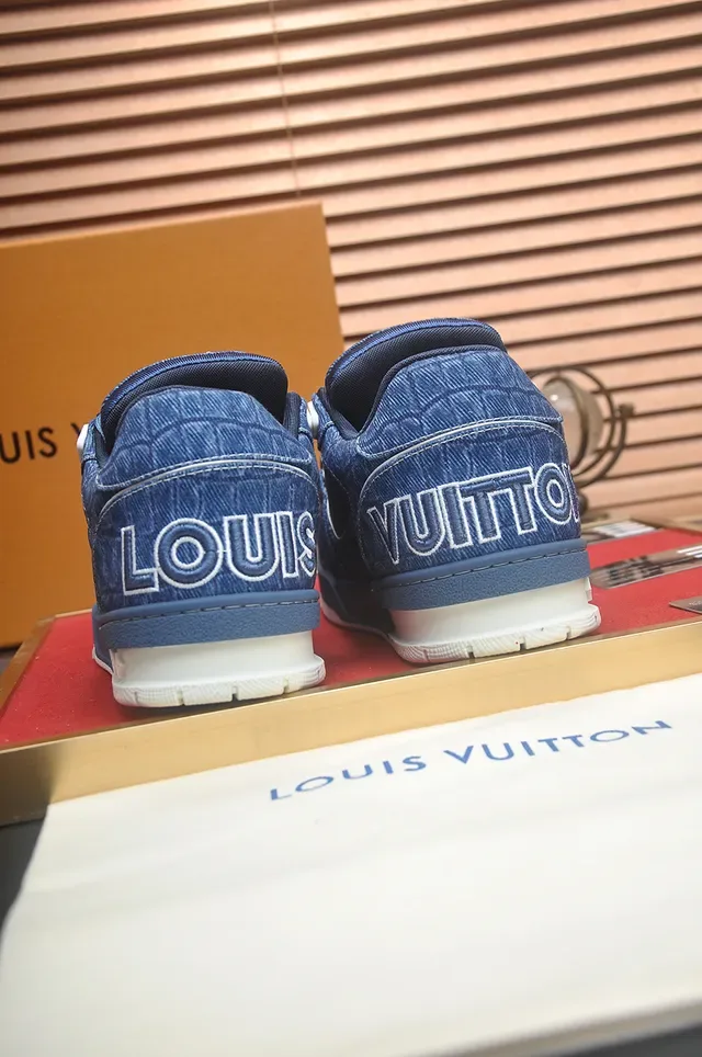 Louis Vuitton Blue White Denim Upper Quilted Paneling Lifestyle Sneakers 2
