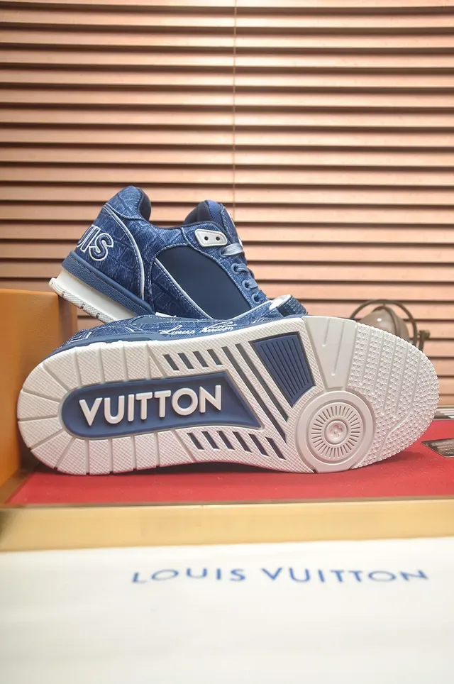 Louis Vuitton Blue White Denim Upper Quilted Paneling Lifestyle Sneakers 3