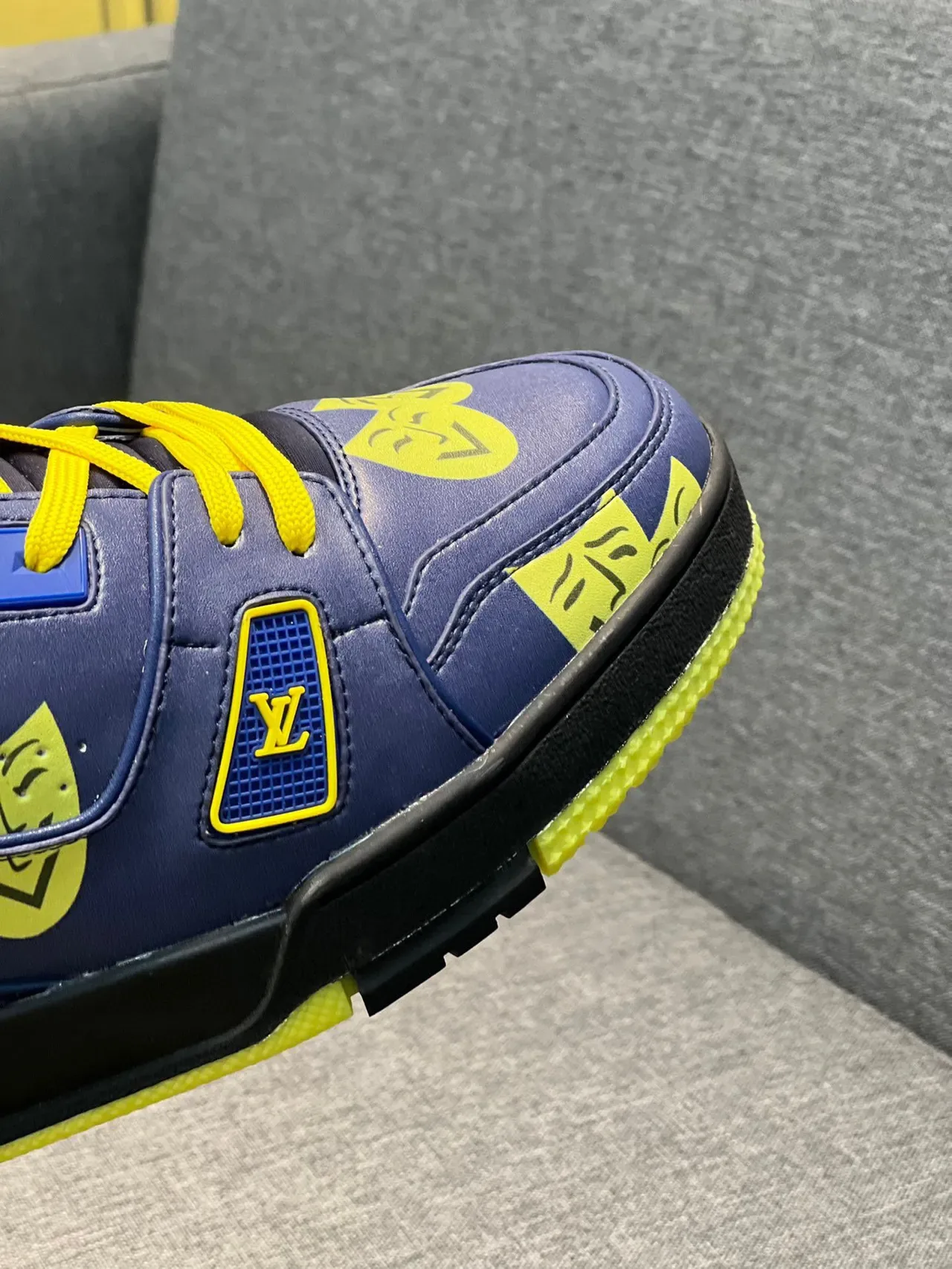 Louis Vuitton Blue Yellow Layered Leather/synthetic Upper Bold Graphic Print Lifestyle Sneakers 3