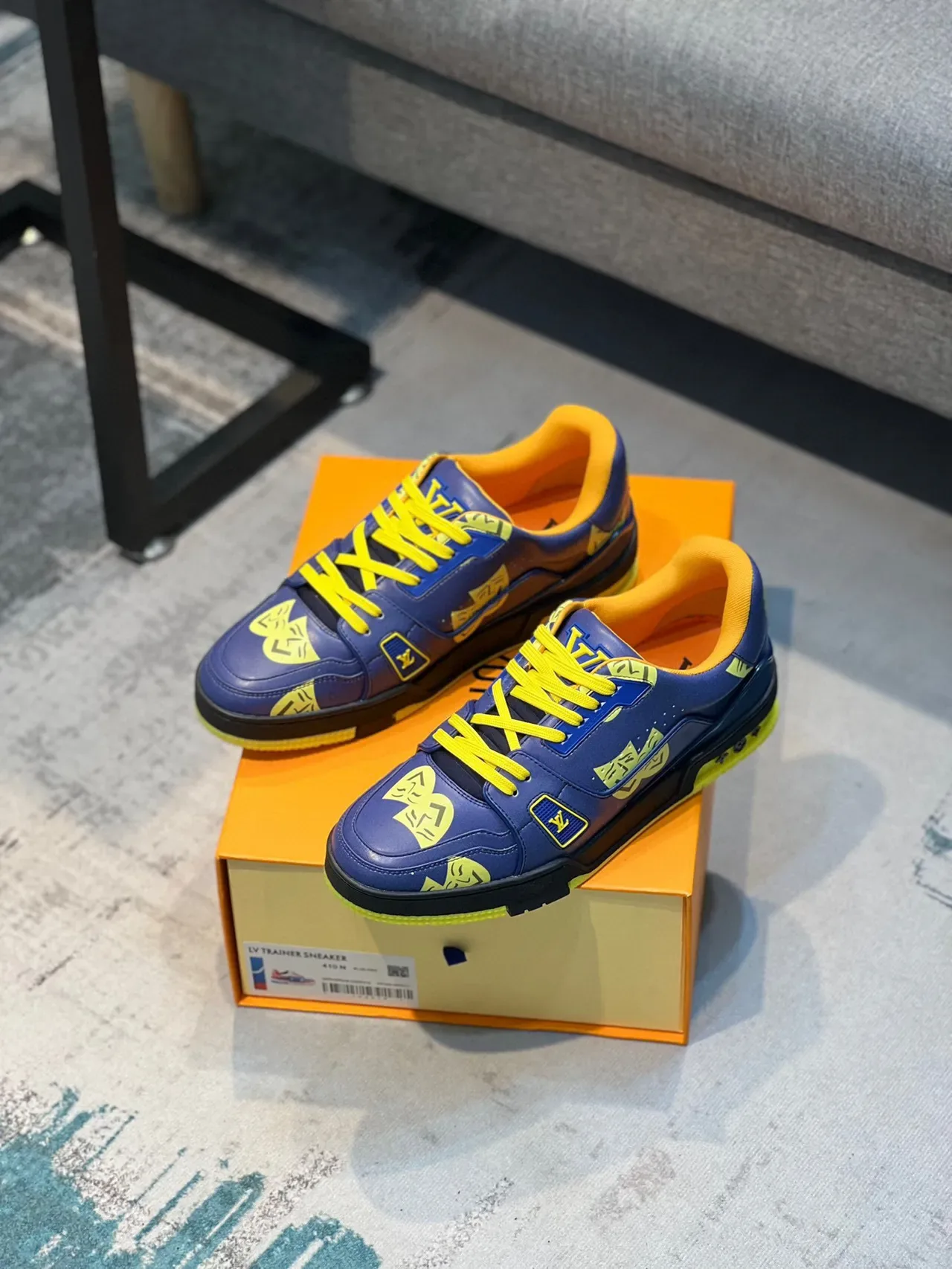 Louis Vuitton Blue Yellow Layered Leather/synthetic Upper Bold Graphic Print Lifestyle Sneakers 7
