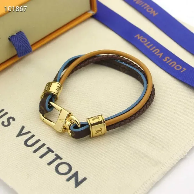 Louis Vuitton Braided Monogram Canvas and Leather Bracelet 3