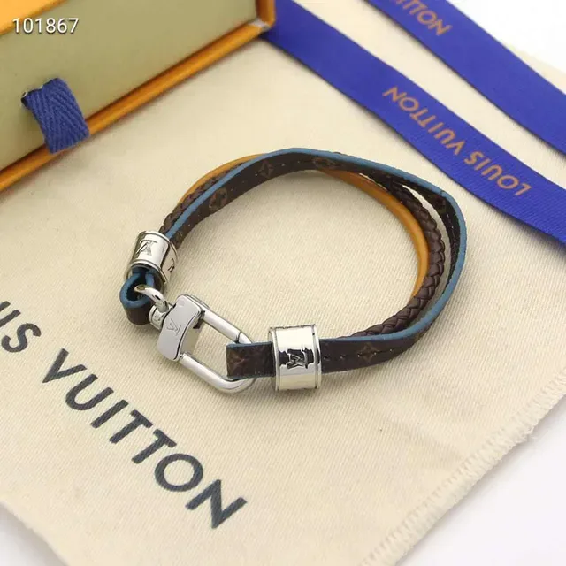 Louis Vuitton Braided Monogram Canvas and Leather Bracelet 4