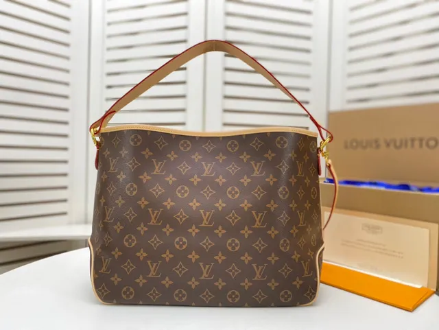 Louis Vuitton Marron Beige Monogramme Toile Souple Hobo Silhouette Sac 9