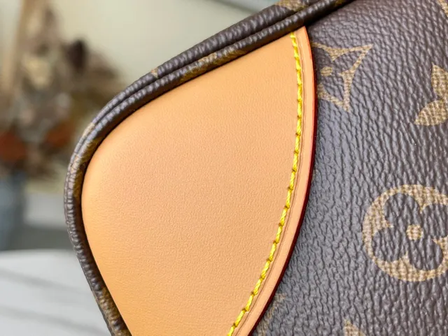 Louis Vuitton Brown Beige Monogram Canvas Tan Leather Trim Hobo Bag 4