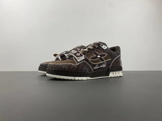 Louis Vuitton Brown Beige Monogram-Print Upper Dual Closure System Lifestyle Sneakers 10