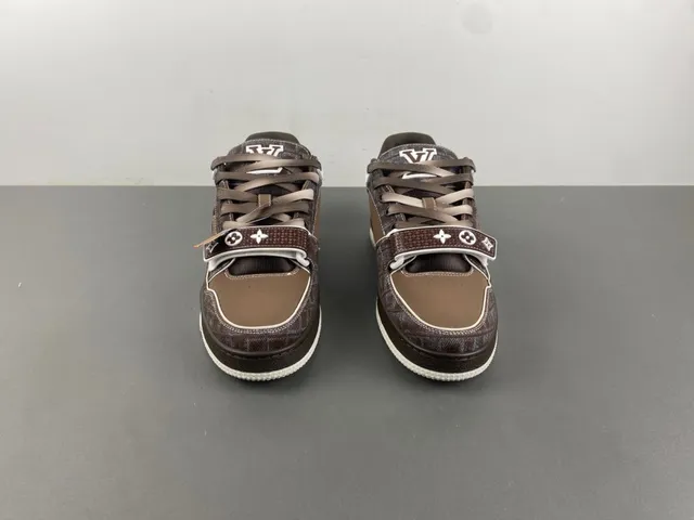 Louis Vuitton Brown Beige Monogram-Print Upper Dual Closure System Lifestyle Sneakers 11