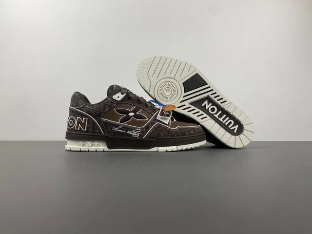 Louis Vuitton Brown Beige Monogram-Print Upper Dual Closure System Lifestyle Sneakers 12