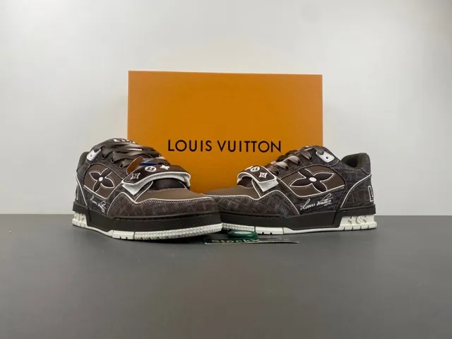 Louis Vuitton Brown Beige Monogram-Print Upper Dual Closure System Lifestyle Sneakers 13