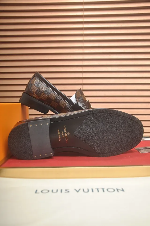 Louis Vuitton Brown Black Damier Ebène Monogram Canvas Patent Leather Strap Loafer 3