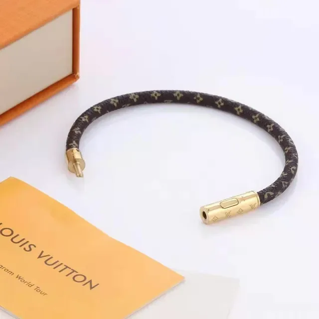 Louis Vuitton Brown Gold Monogram Canvas Clasp Bracelet 3