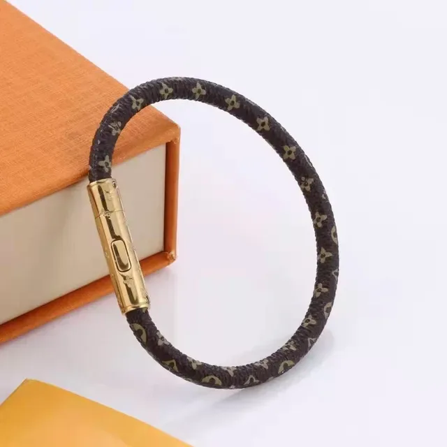 Louis Vuitton Brown Gold Monogram Canvas Clasp Bracelet 4