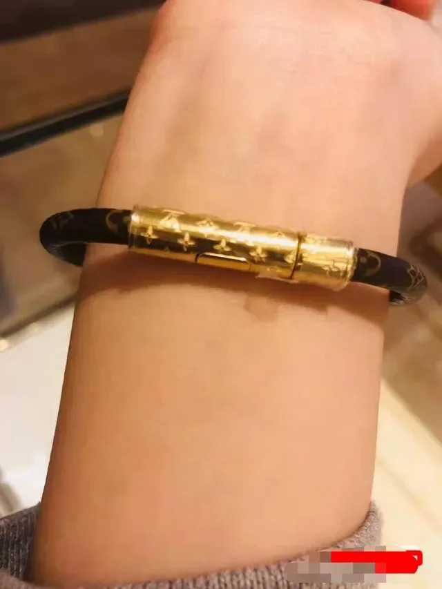Louis Vuitton Brown Gold Monogram Canvas Clasp Bracelet 5