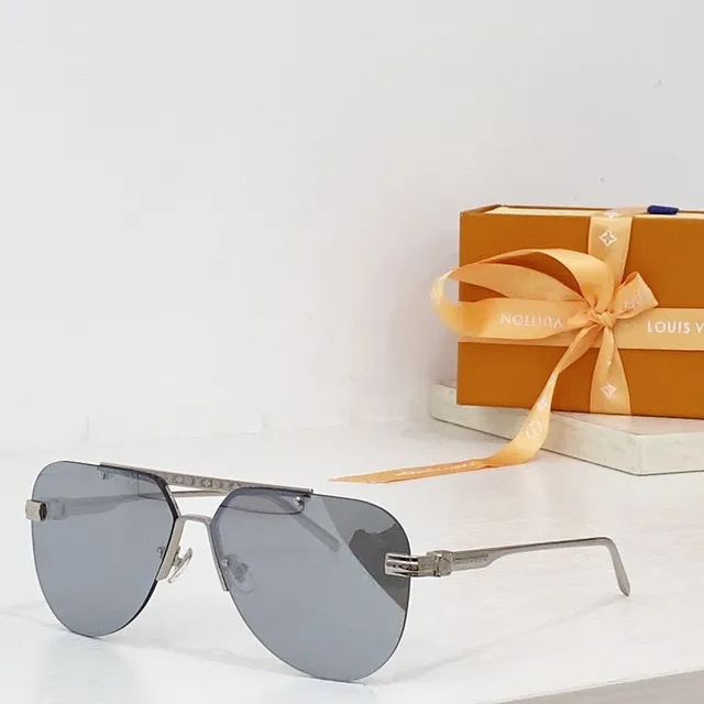 Louis Vuitton نظارات شمسية طيارة معدنية بدون إطار بنية ذهبية 4