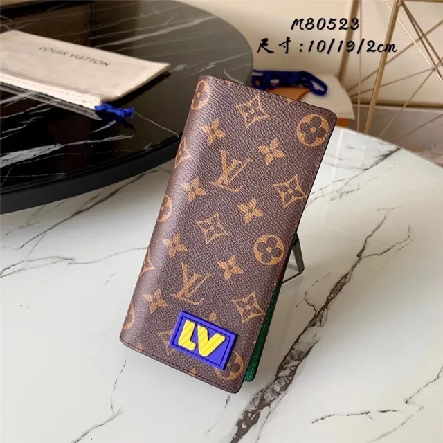 Louis Vuitton Brown Green Monogram Canvas Textured Leather Long Wallet 9