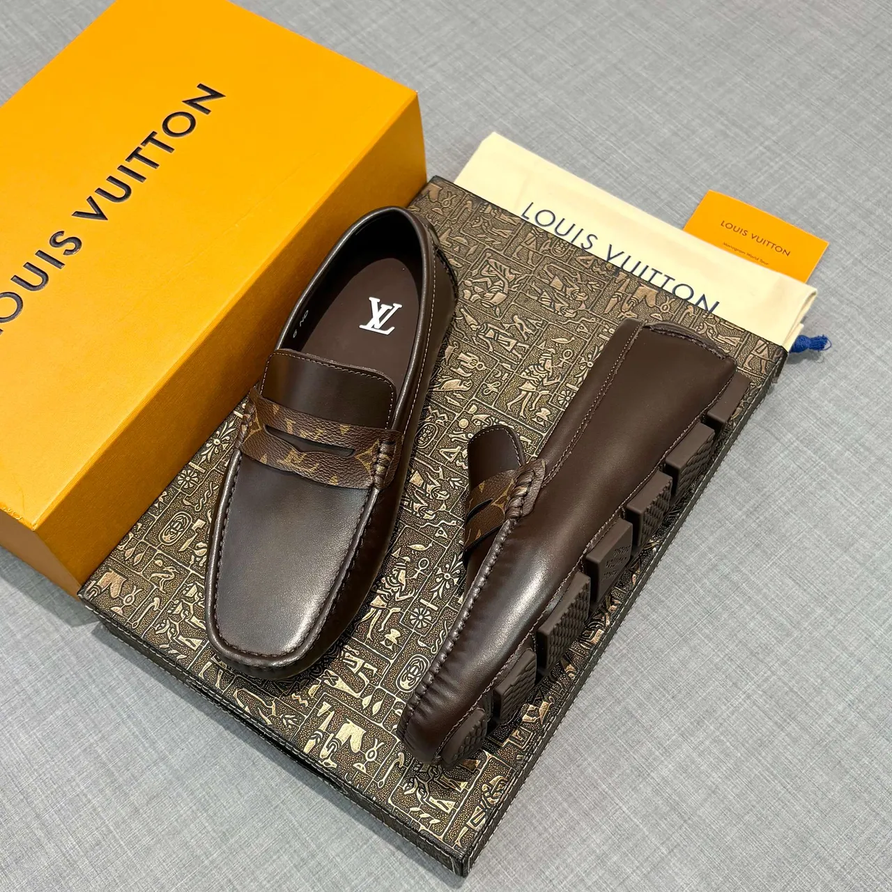 Louis Vuitton Mocassins Penny Marron Cuir Sangle Monogramme 2