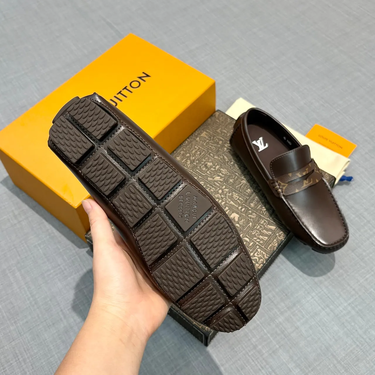 Louis Vuitton Mocassins Penny Marron Cuir Sangle Monogramme 4