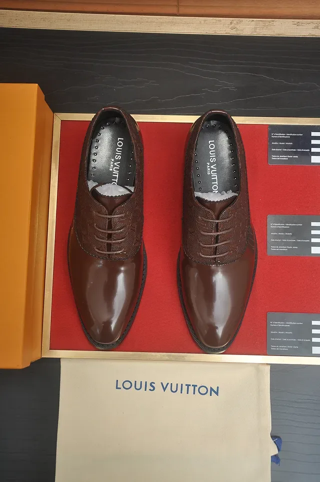 Louis Vuitton Chaussures Oxford Marron Patent et Monogramme 5