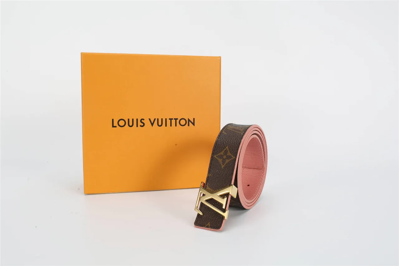 Louis Vuitton Brown Pink Monogram Canvas Trim Leather Belt 5