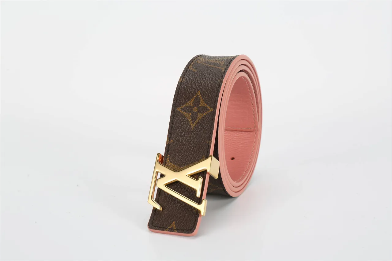 Louis Vuitton Brown Pink Monogram Canvas Trim Leather Belt 6
