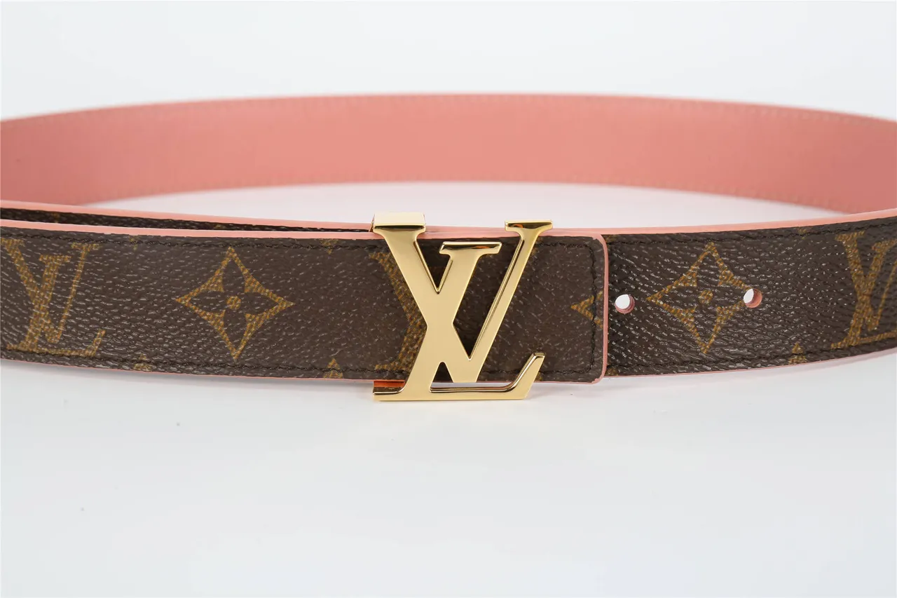 Louis Vuitton Brown Pink Monogram Canvas Trim Leather Belt 8