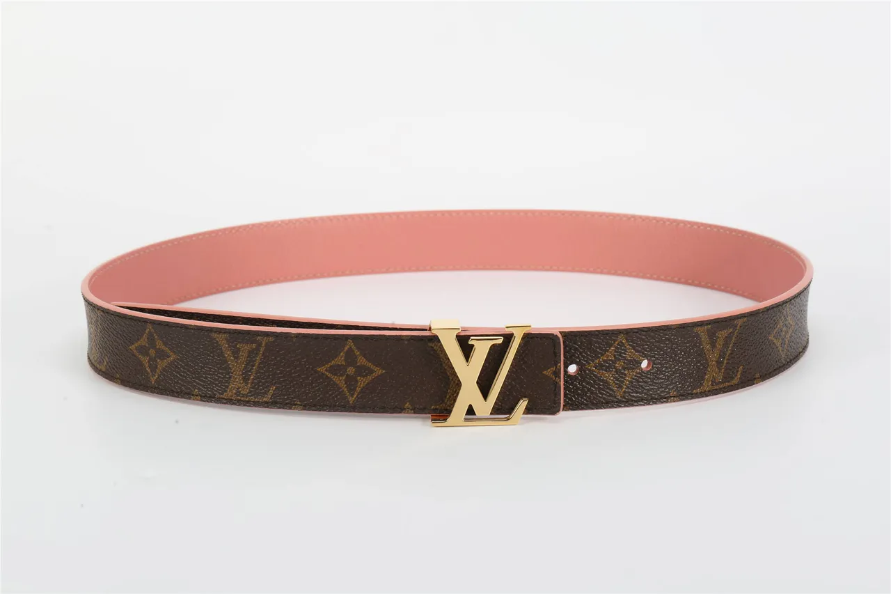 Louis Vuitton Brown Pink Monogram Canvas Trim Leather Belt 9