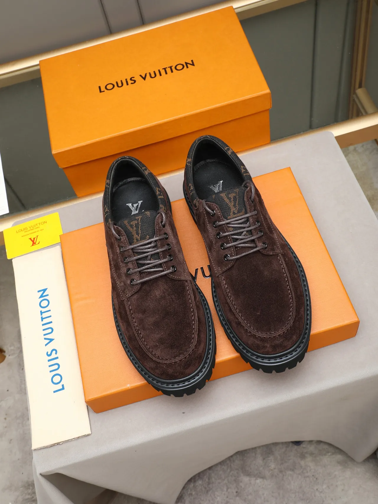 Louis Vuitton Brown Suede Lace-Up Chunky Lug Sole Casual Shoe 2