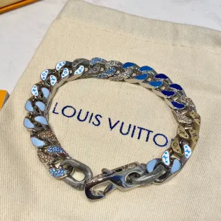 Louis Vuitton Chain Reaction pulseira grossa de eslabões curvos com esmalte e cristal