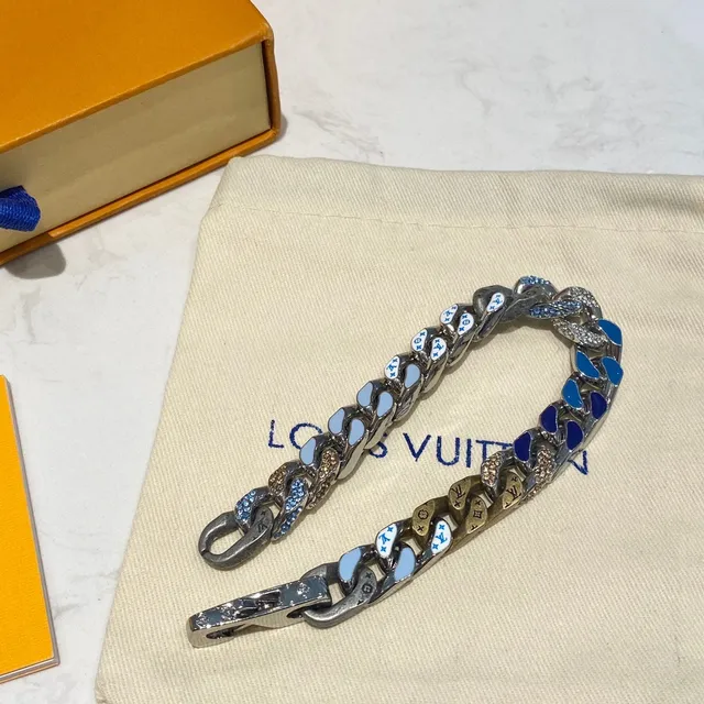 Louis Vuitton Chain Reaction Chunky Curb-Link Enamel and Crystal Bracelet 2
