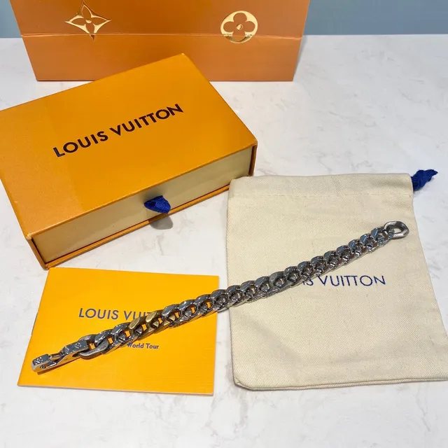 Louis Vuitton Chain Reaction Chunky Curb-Link Enamel and Crystal Bracelet 7