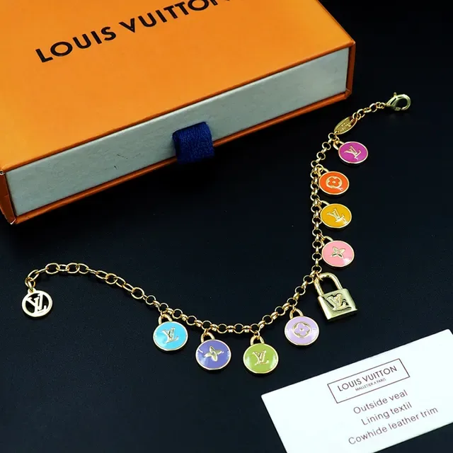 Louis Vuitton Charm Bracelet Gold Multicolor Chain Enamel Charms Bracelet 3