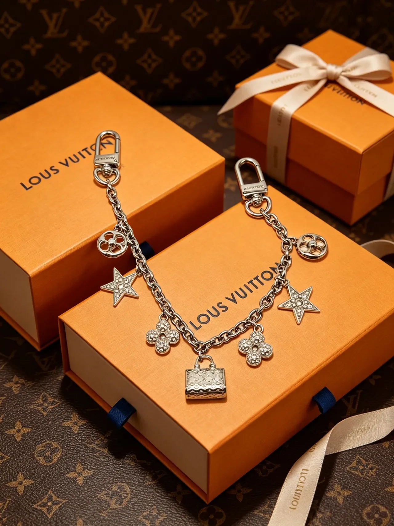 Louis Vuitton Charms Gold Silver Multi-Charm Tone Bracelet 3