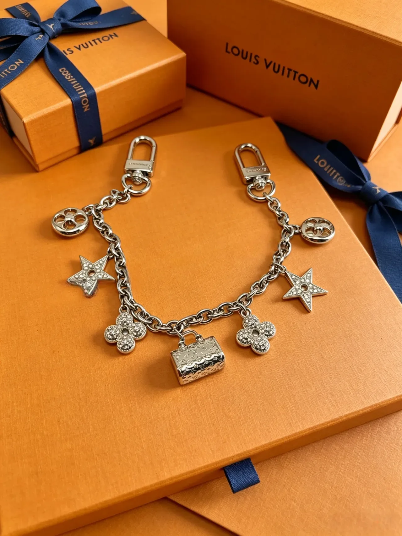 Louis Vuitton Charms Gold Silver Multi-Charm Tone Bracelet 4