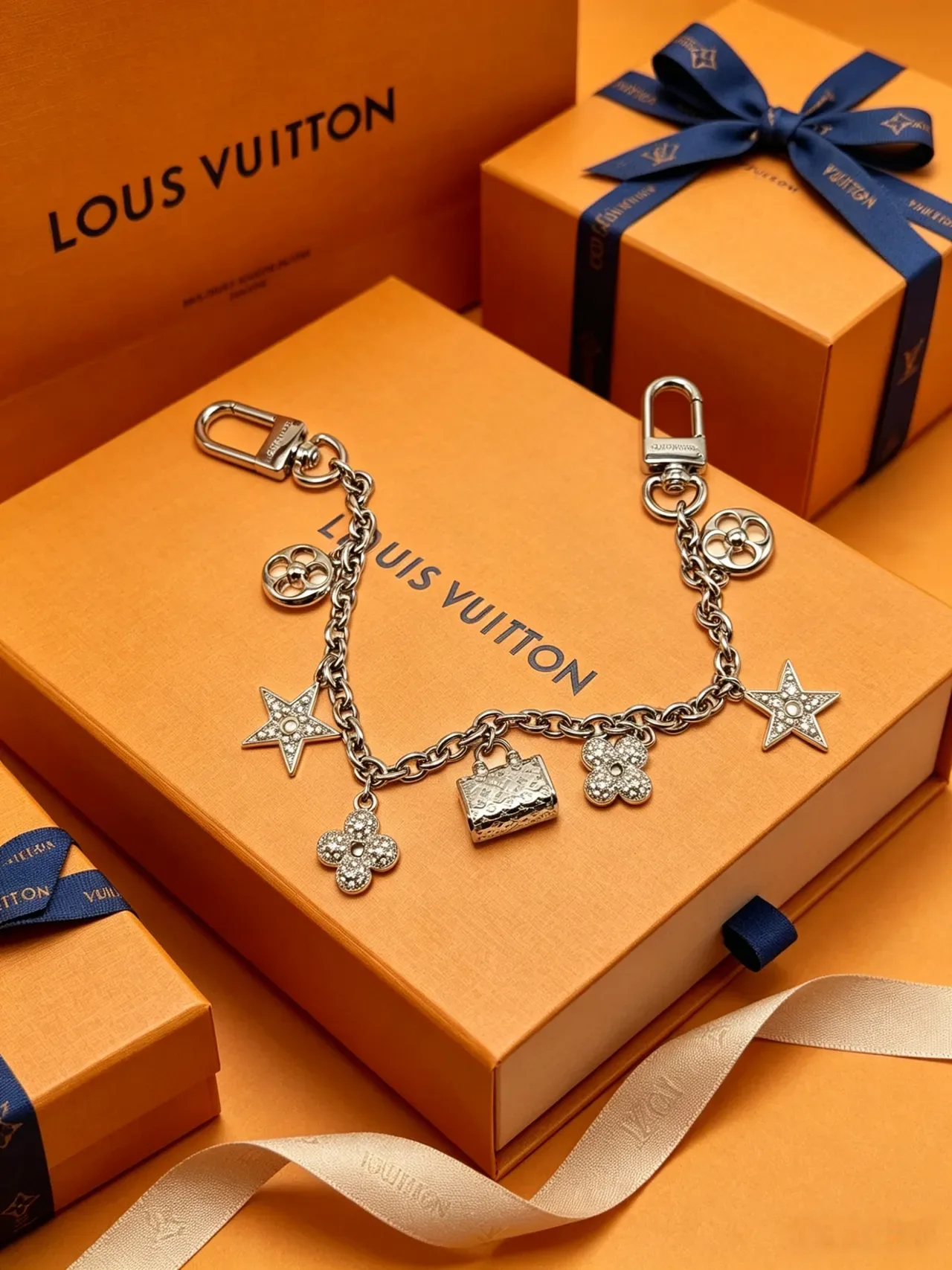 Louis Vuitton Charms Gold Silver Multi-Charm Tone Bracelet 6