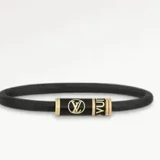Louis Vuitton Circle Black Gold Rubber Band Cylindrical Clasp Bracelet