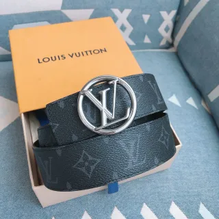 Louis Vuitton Circle LV Belt Dark Gray Monogram Leather Belt