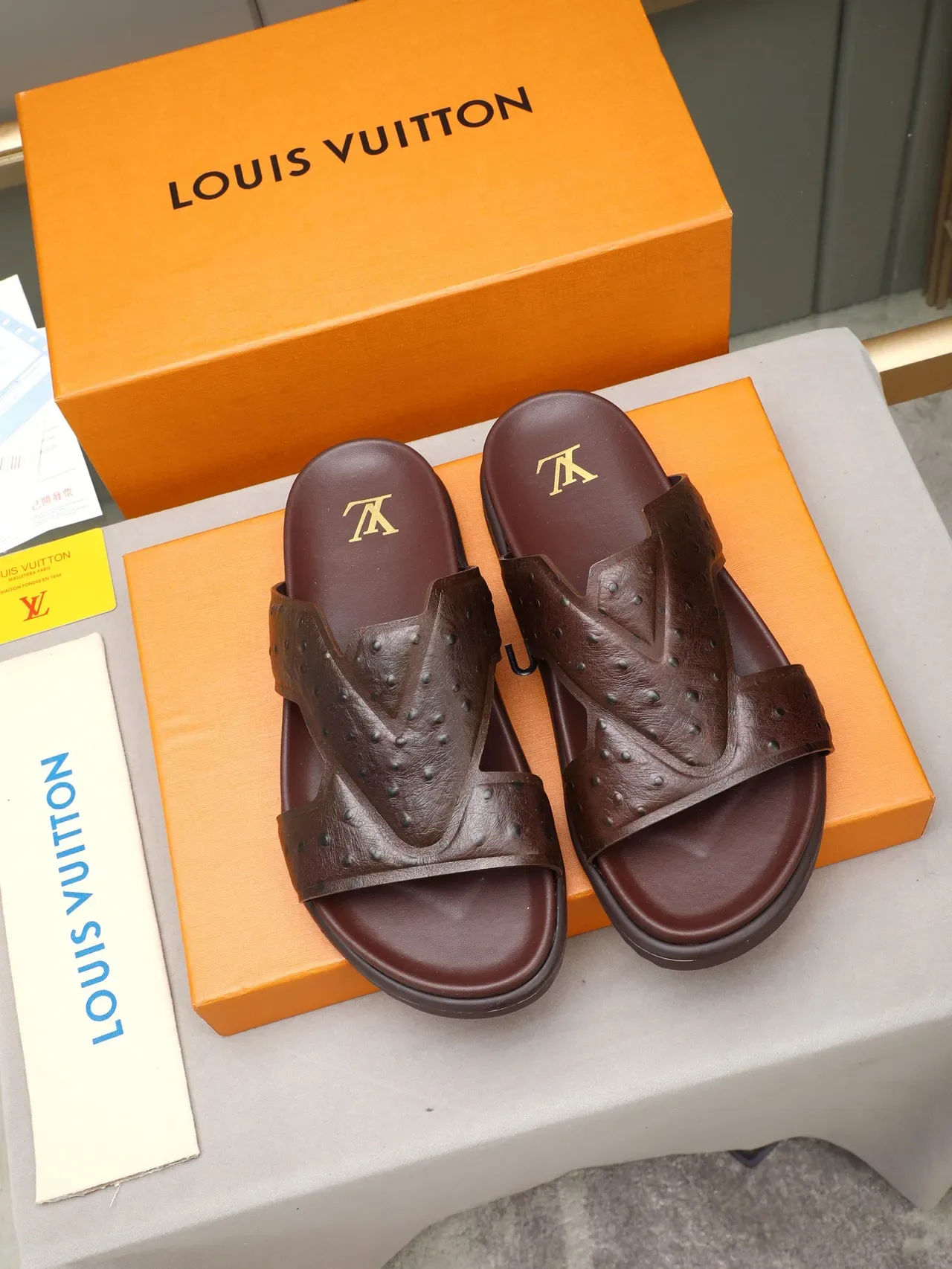 Louis Vuitton Crossed-Strap Monogram Slide Slippers 4