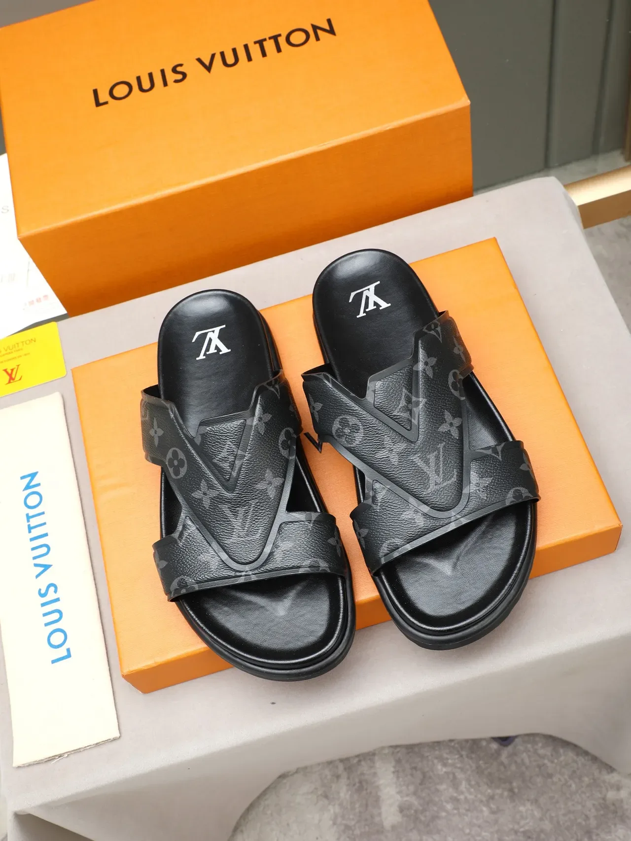 Louis Vuitton Crossed-Strap Monogram Slide Slippers 6