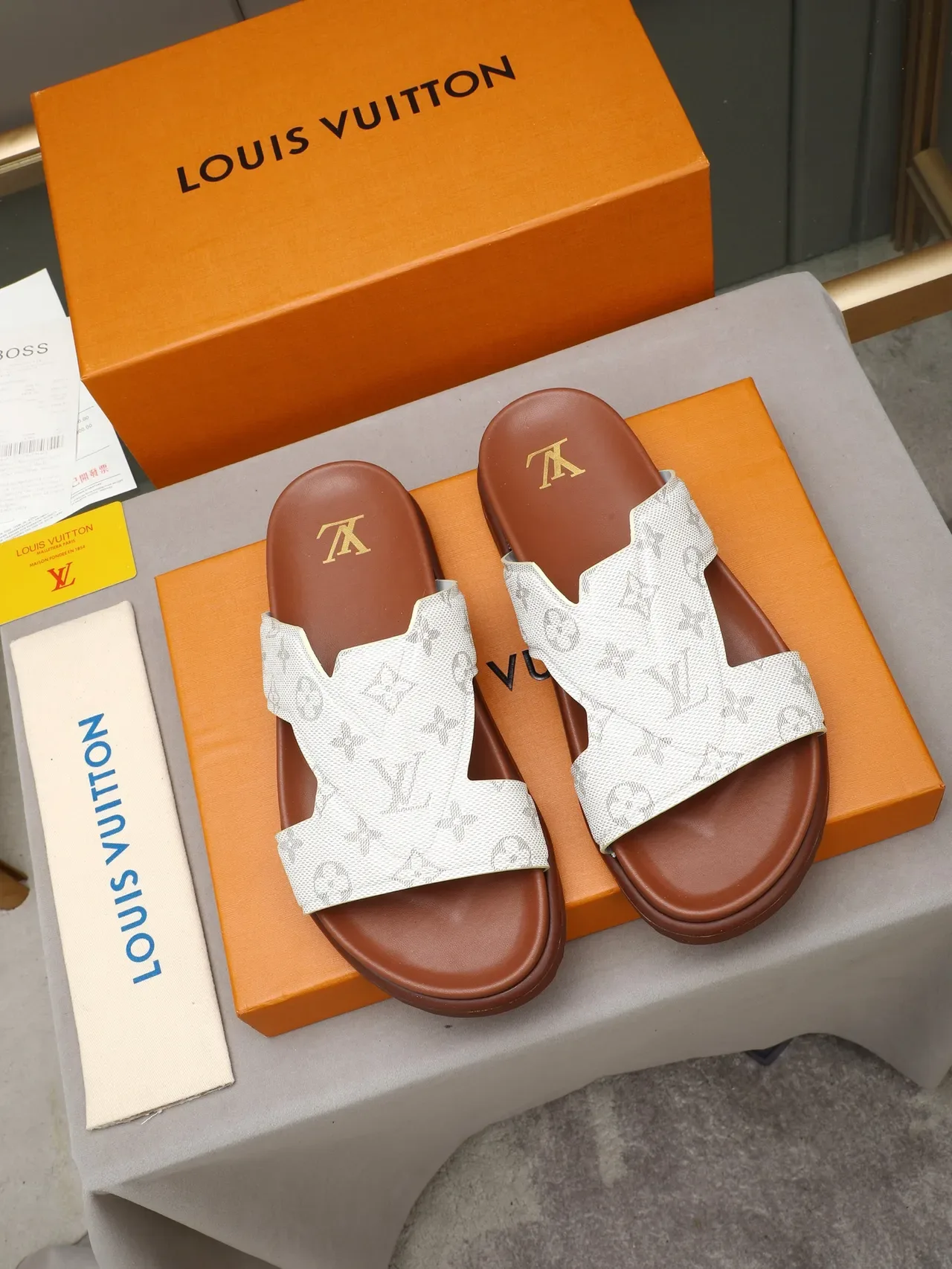 Louis Vuitton Crossed-Strap Monogram Slide Slippers 8