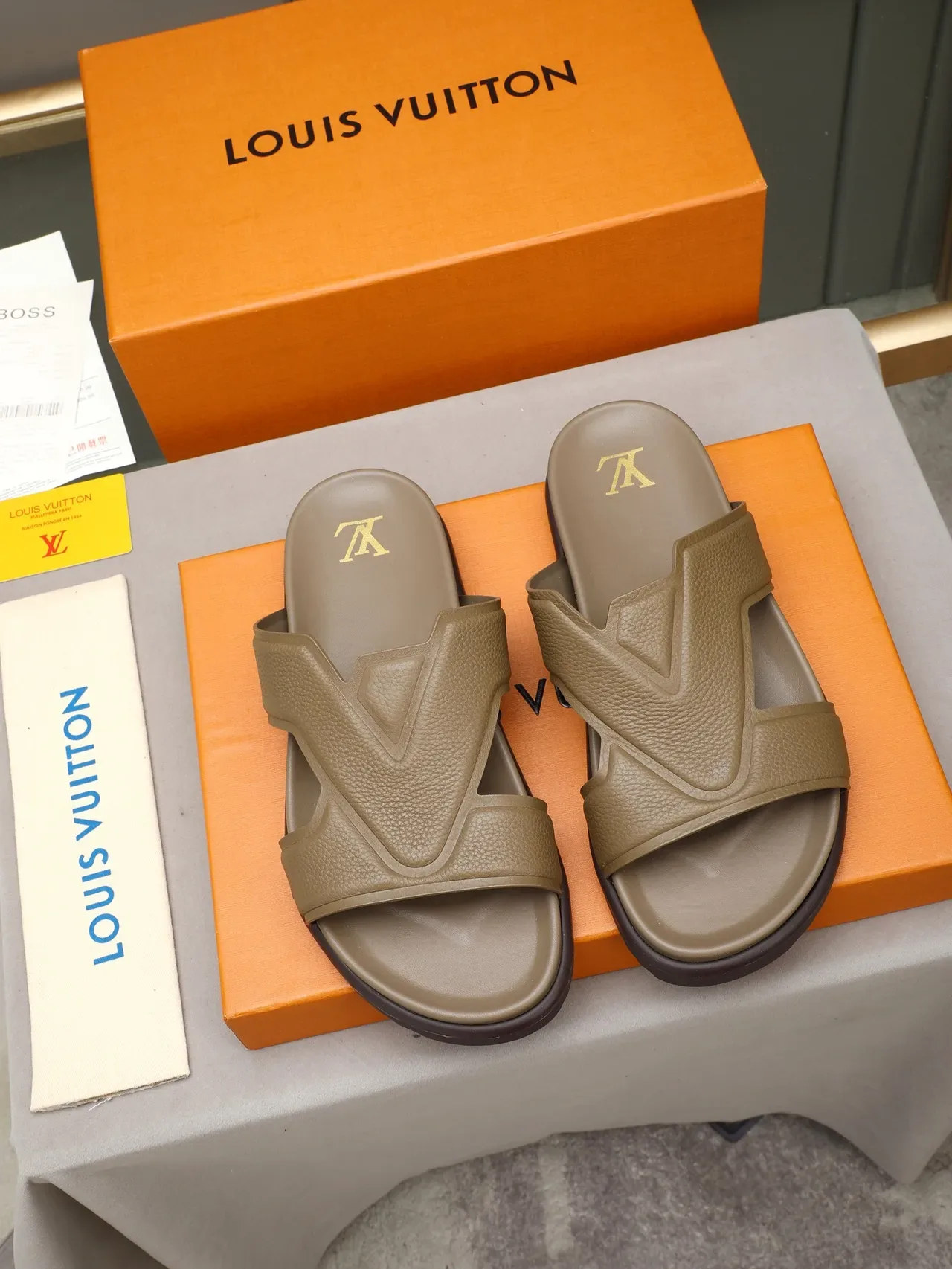 Louis Vuitton Crossed-Strap Monogram Slide Slippers 9