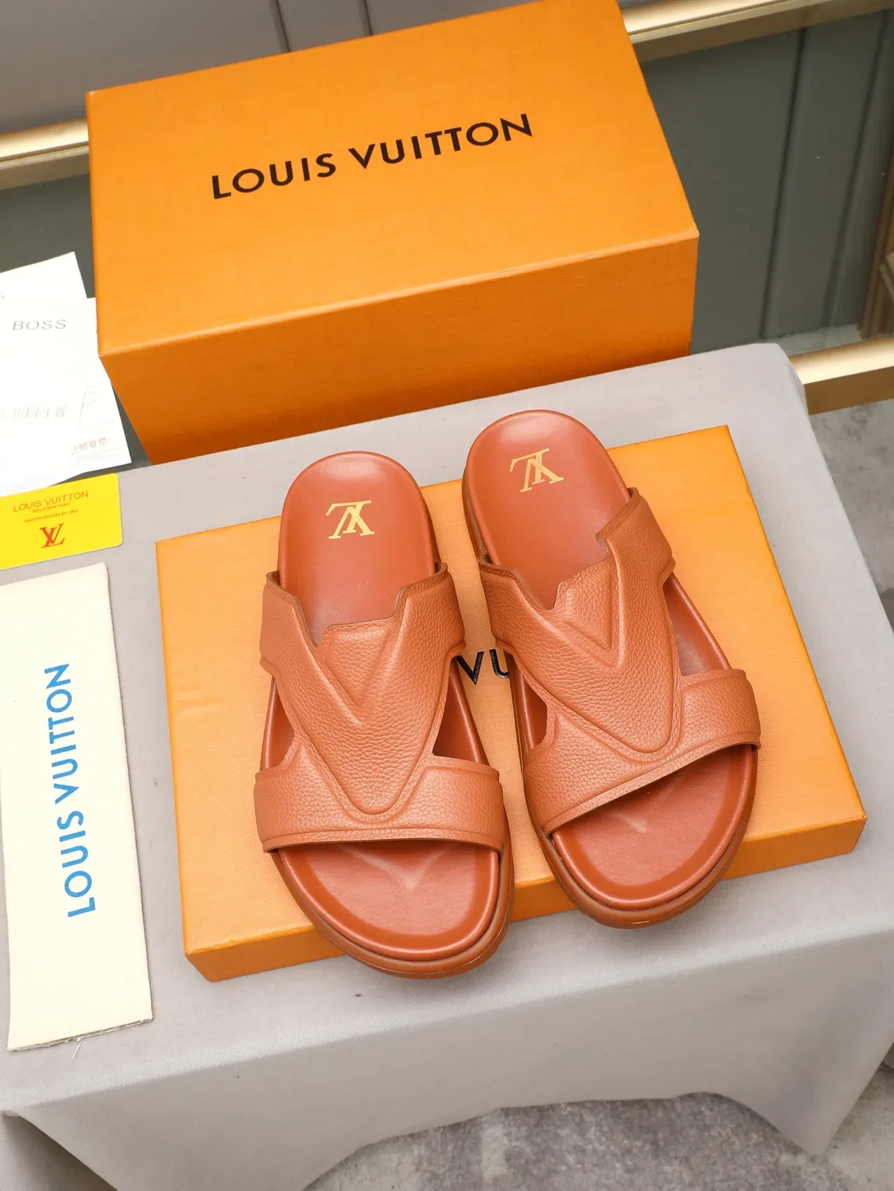 Louis Vuitton Crossed-Strap Monogram Slide Slippers 11