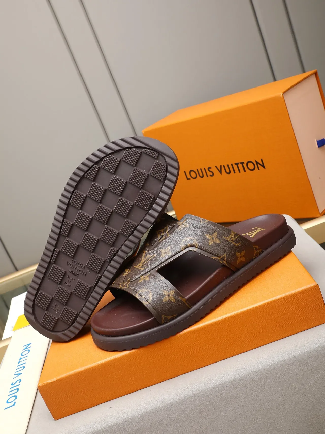 Louis Vuitton Crossed-Strap Monogram Slide Slippers 16