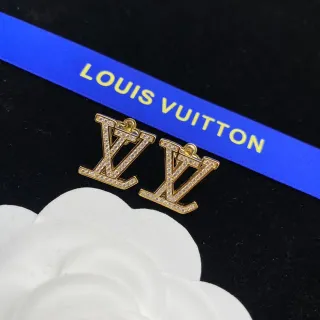 Louis Vuitton Crystal-Pavé LV Monogram Gold-Tone Earrings
