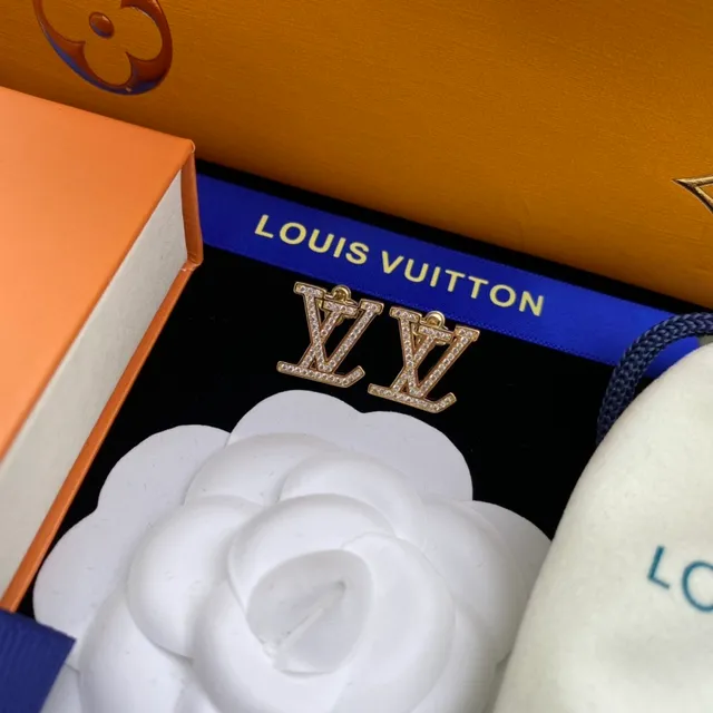 Louis Vuitton Crystal-Pavé LV Monogram Gold-Tone Earrings 5