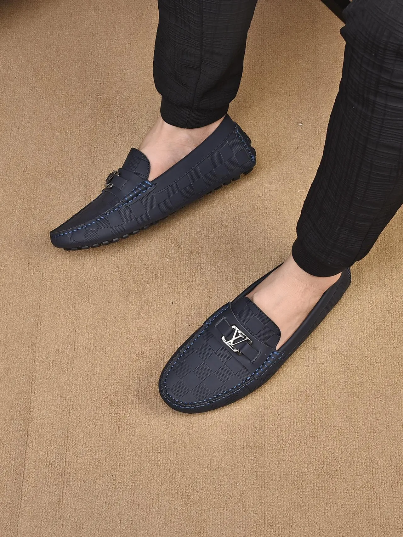 Louis Vuitton Damier Checkered Navy Loafers 3