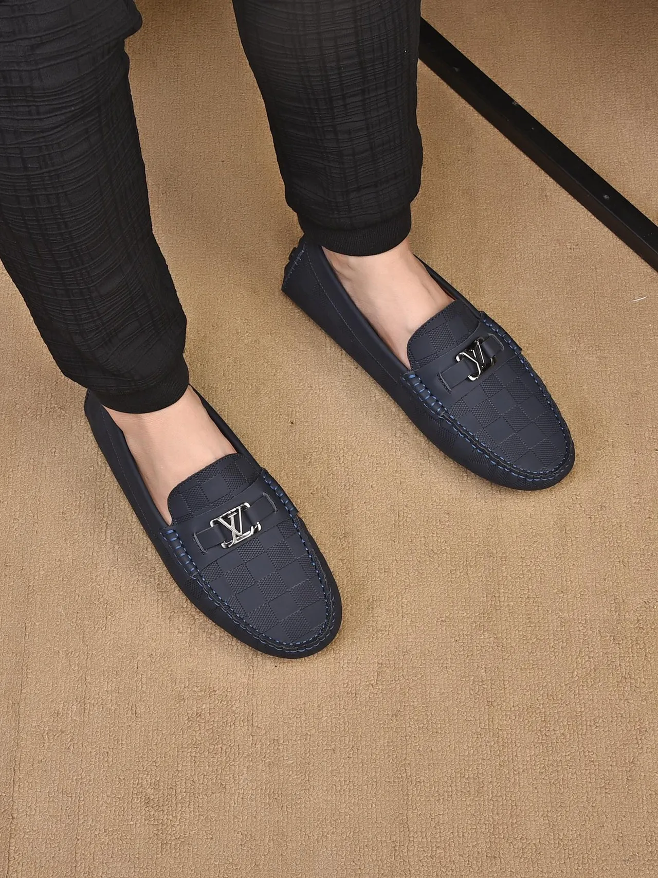 Louis Vuitton Damier Checkered Navy Loafers 4