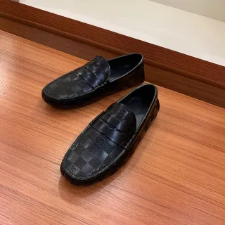 Louis Vuitton Damier Graphite Black Padrão Xadrez Em relevo LV Monograma Mocassim