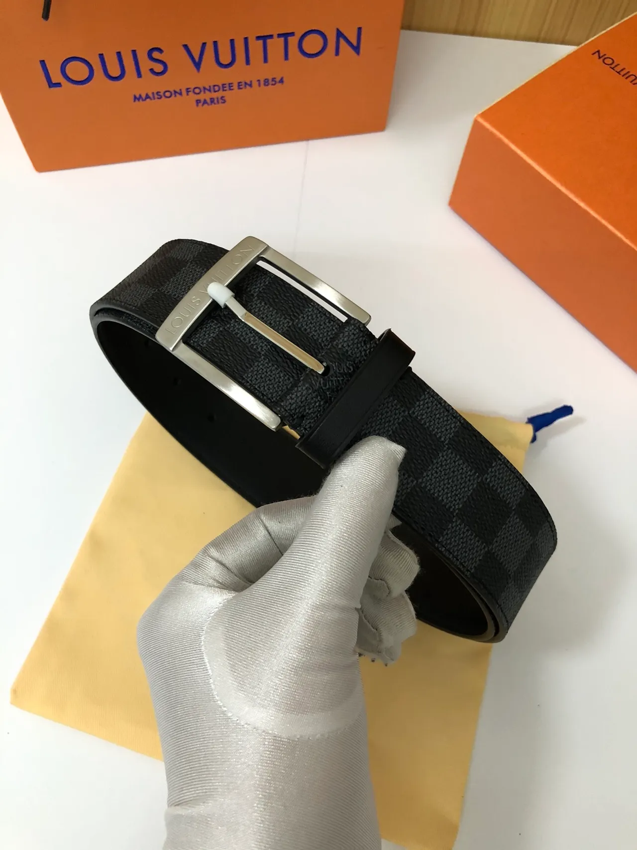 Louis Vuitton Damier Graphite Check Leather Belt 3